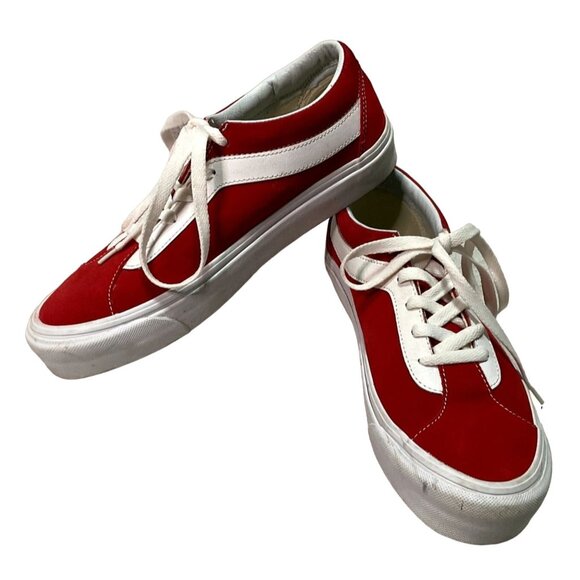 VANS BOLD NI SNEAKERS SHOES SZ 10 RACING RED SUEDE RUBBER SKATER SURFER MENS - Picture 1 of 6